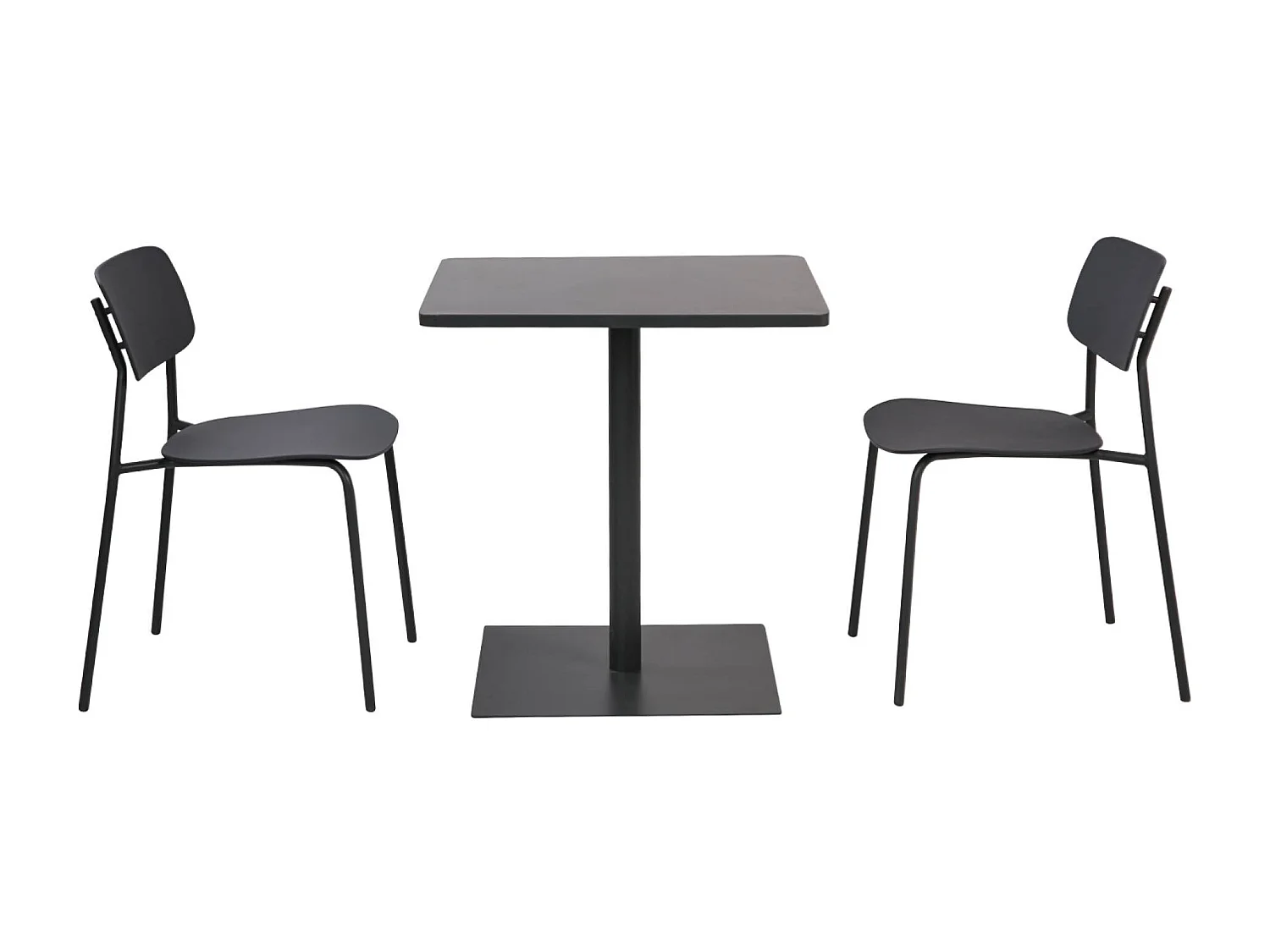 Set tavolo da giardino bistrot quadrato in acciaio con 2 sedie,