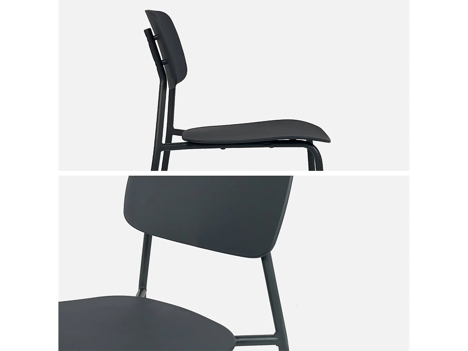 Table de jardin bistrot carré acier + 2 assises 70 cm anthracite - Orea + Liva