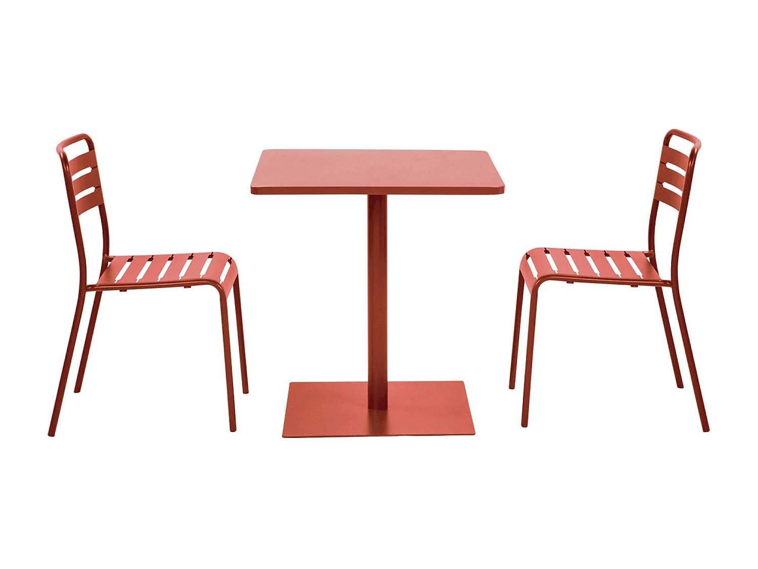 Set tavolo da giardino bistrot quadrato in acciaio con 2 sedie,