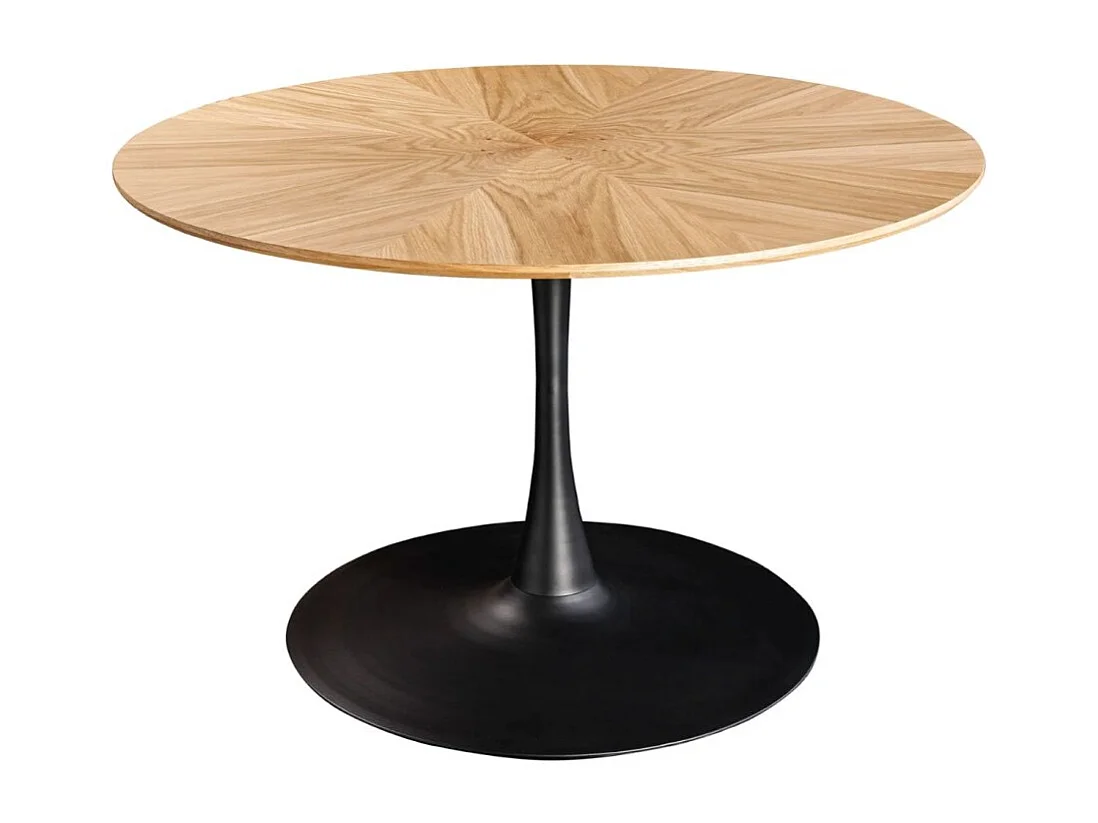 Table de salle à manger SOREN – Placage chêne et métal – 120 cm – Ronde – Style moderne