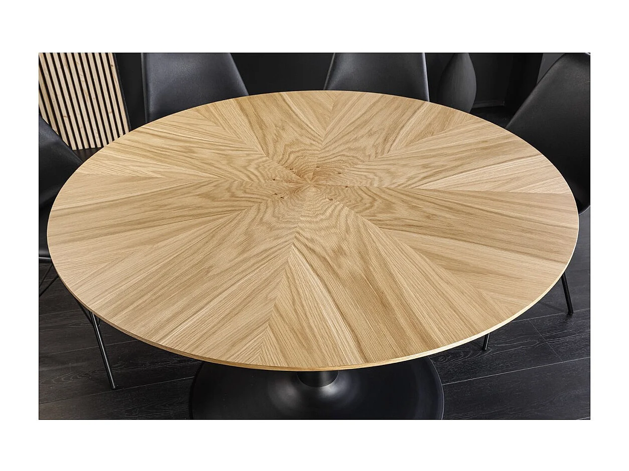 Table de salle à manger SOREN – Placage chêne et métal – 120 cm – Ronde – Style moderne