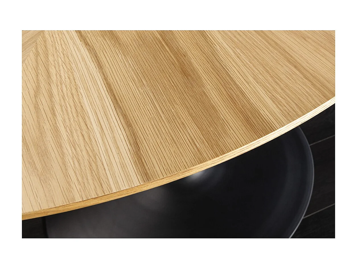 Table de salle à manger SOREN – Placage chêne et métal – 120 cm – Ronde – Style moderne