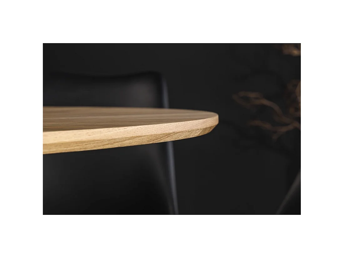 Table de salle à manger SOREN – MDF placage chêne et métal – 120 cm – Ronde – Style moderne