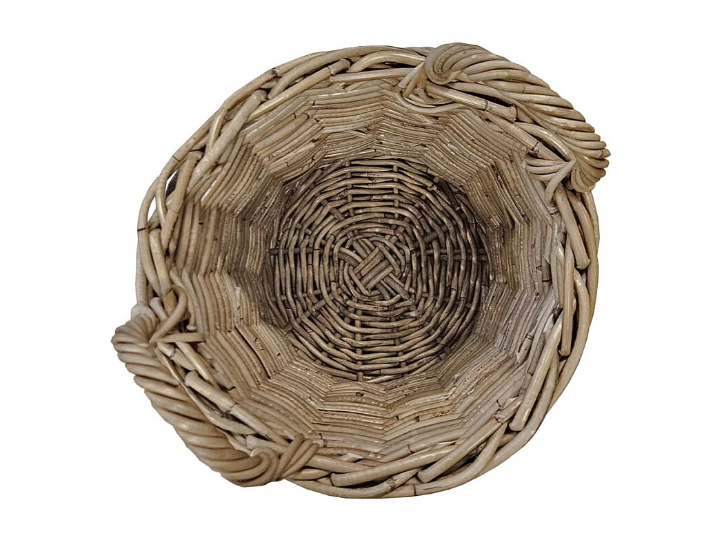 Petit panier rond H. 41 cm avec anses en kubu naturel tressé - INAYA