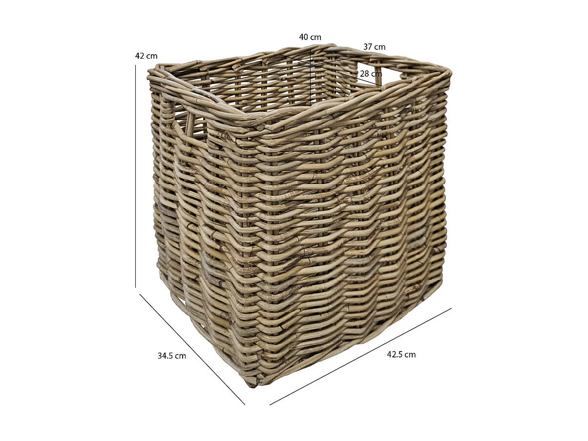 Grand panier H. 42 cm en kubu naturel tressé - ANAYA