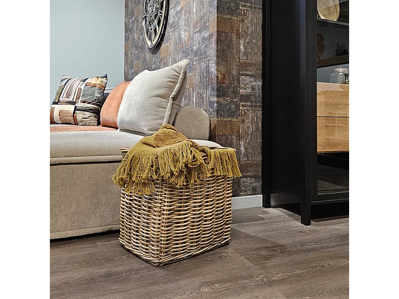 Grand panier H. 42 cm en kubu naturel tressé - ANAYA