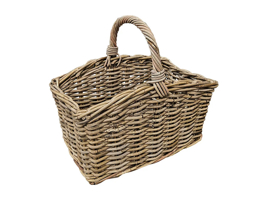 Panier rectangulaire avec grande anse H. 38 cm en kubu tressé - EMILIA