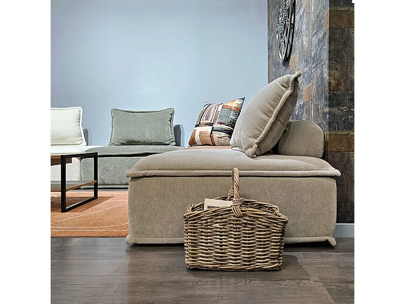 Panier rectangulaire avec grande anse H. 38 cm en kubu tressé - EMILIA