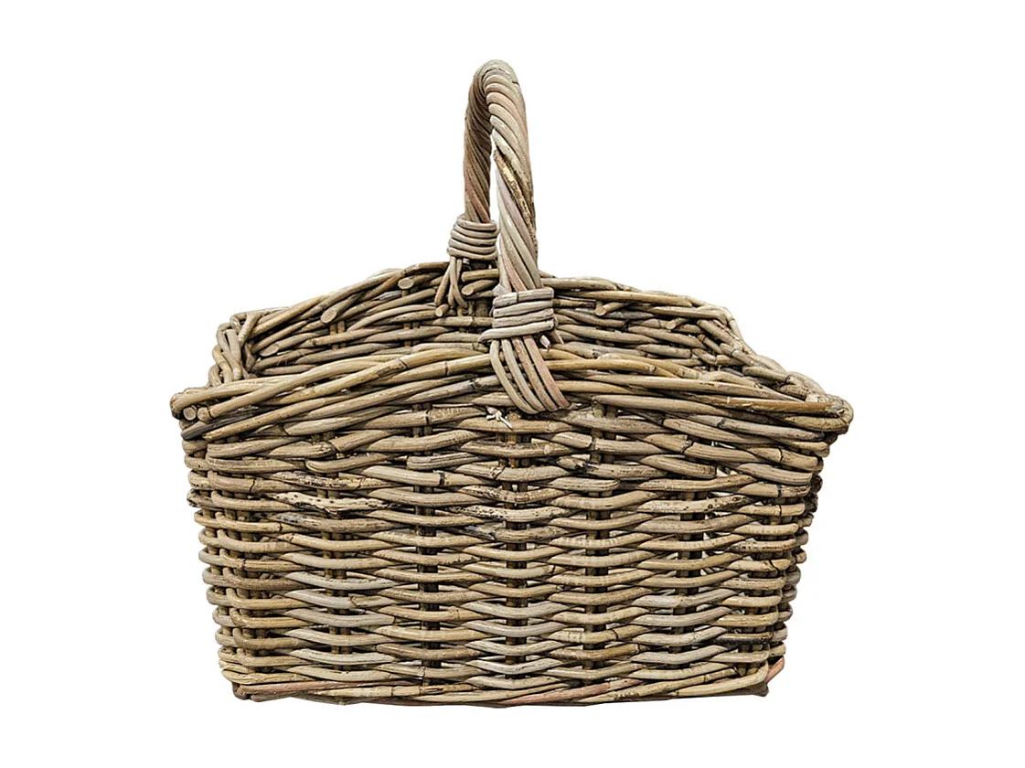 Panier rectangulaire avec grande anse H. 38 cm en kubu tressé - EMILIA