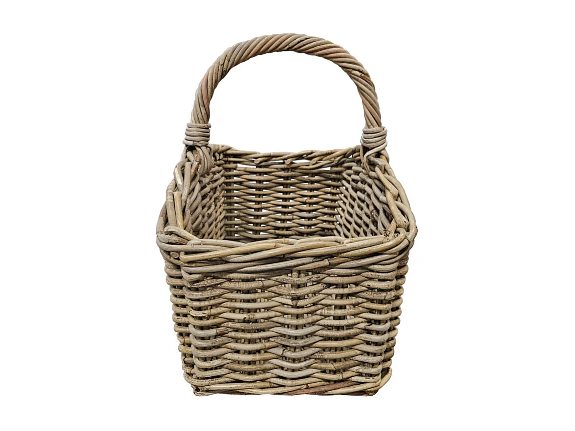 Panier rectangulaire avec grande anse H. 38 cm en kubu tressé - EMILIA