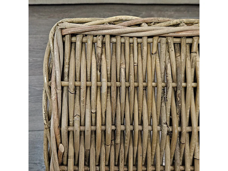 Panier rectangulaire avec grande anse H. 38 cm en kubu tressé - EMILIA