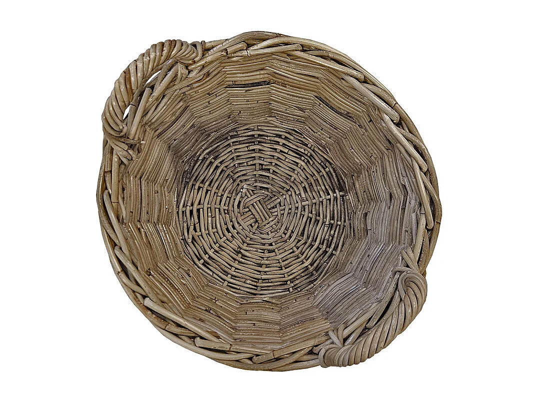 Panier rond H. 43 cm avec anses en kubu naturel tressé - INAYA