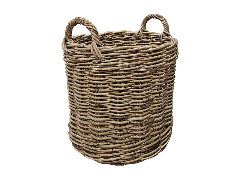 Panier rond H. 43 cm avec anses en kubu naturel tressé - INAYA