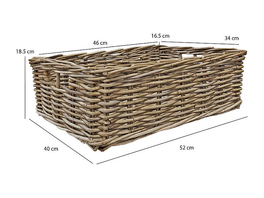 Panier rectangulaire H. 19 cm en kubu naturel tressé - ANAYA