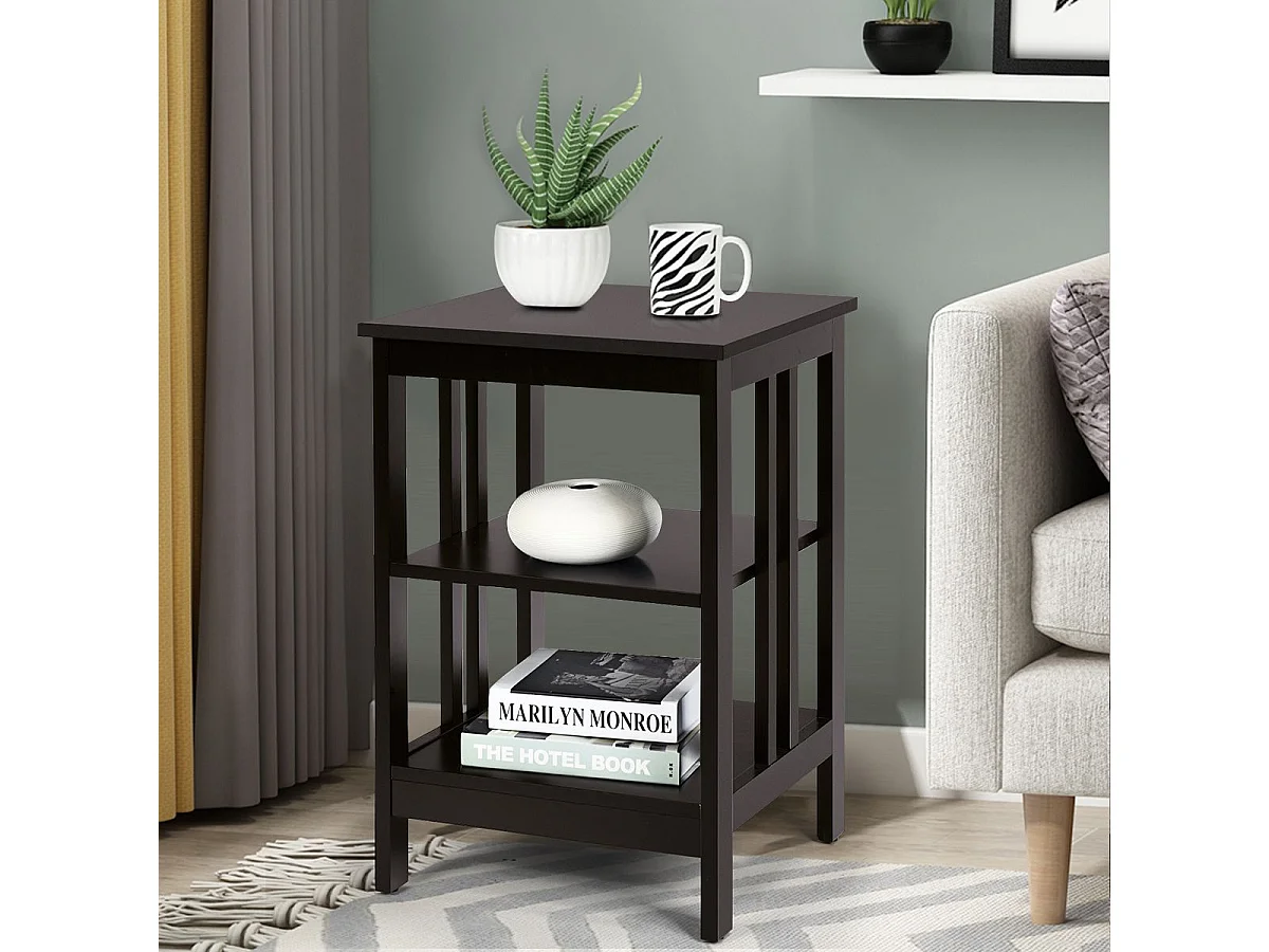 Tables de Chevet Moderne à 3 Niveaux 40 x 40 x 61 CM Table de Nuit avec Coussinets Antidérapants pour Salon/Chambre Café