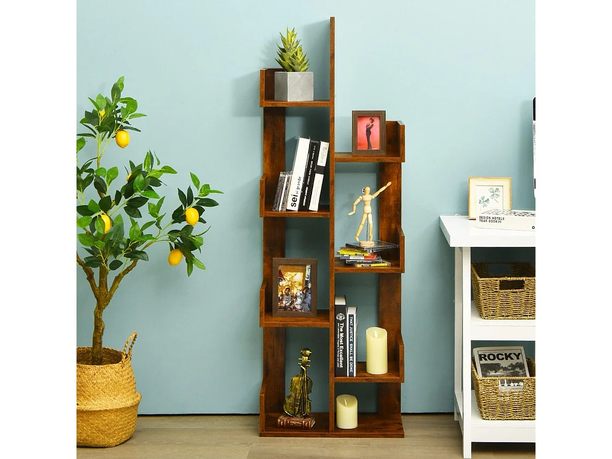 Bücherregal im Baumform mit 8 Fächern Standregal Aufbewahrungsregal 50 x 25 x 145 cm