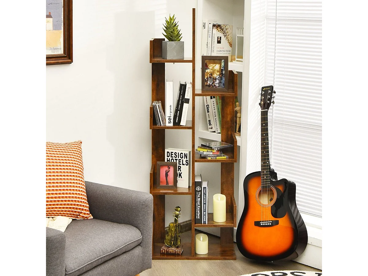 Bücherregal im Baumform mit 8 Fächern Standregal Aufbewahrungsregal 50 x 25 x 145 cm