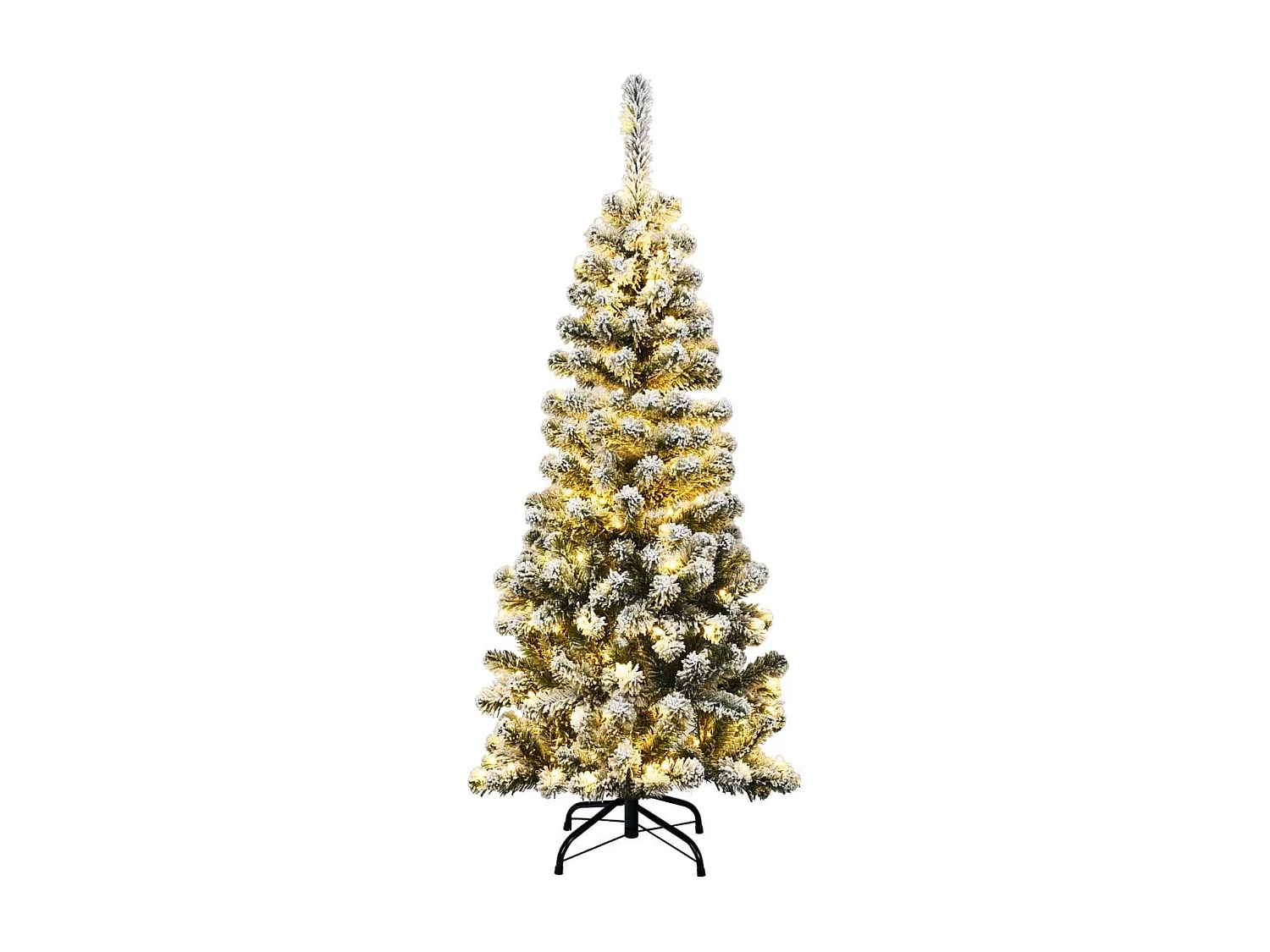 135 cm künstlicher Bleistift-Weihnachtsbaum mit Schnee und 150 LED-Lichtern