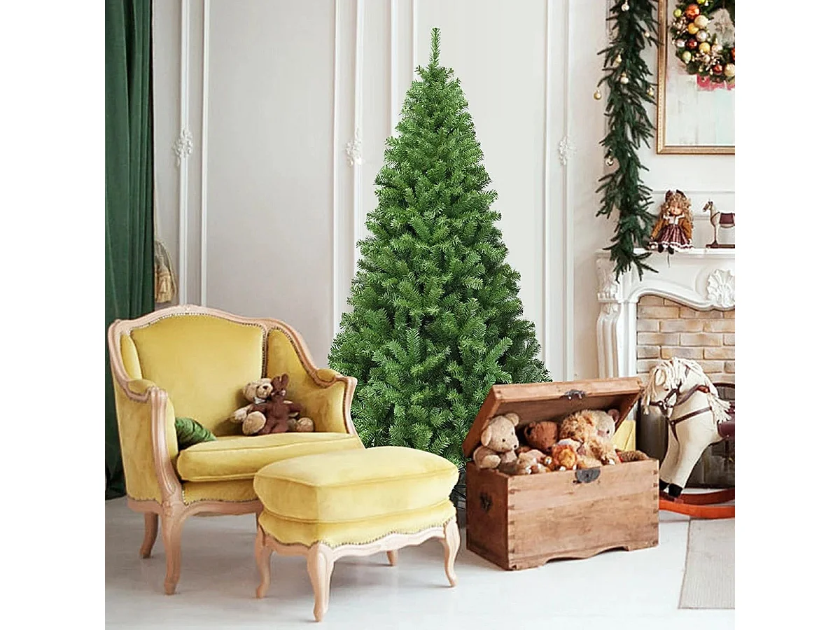 Sapin de Noël Artificiel 180CM Aiguilles en PVC avec 1000 Branches Pied Métallique Solide