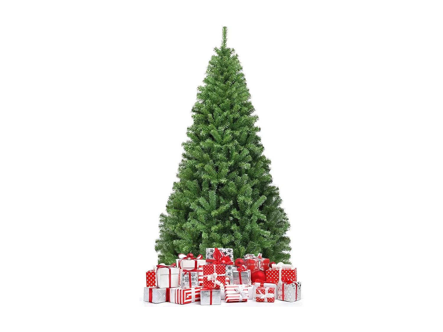 Sapin de Noël Artificiel 180CM Aiguilles en PVC avec 1000 Branches Pied Métallique Solide