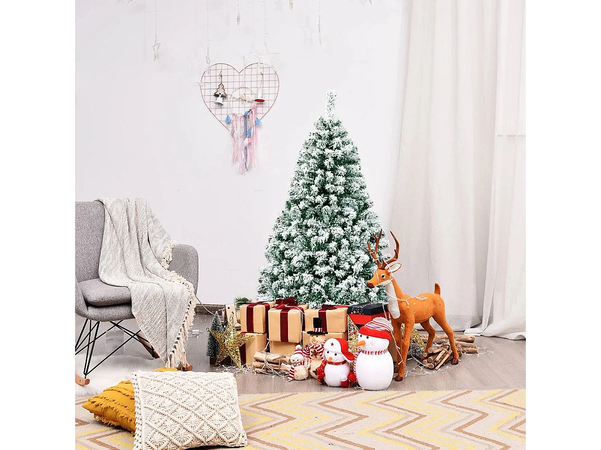 135 cm hoher Künstlicher Weihnachtsbaum Beleuchteter Schneebedeckter Baum mit Metallständer