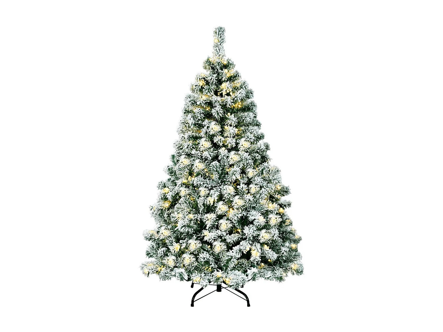135 cm hoher Künstlicher Weihnachtsbaum Beleuchteter Schneebedeckter Baum mit Metallständer