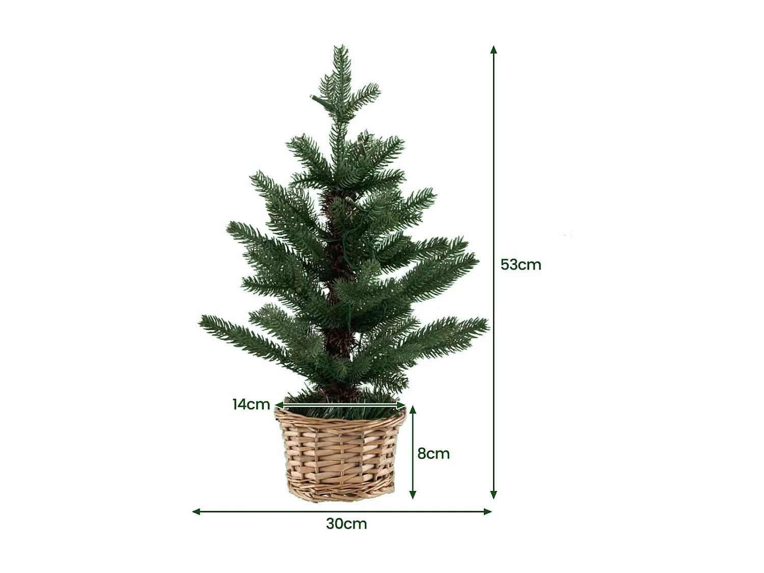 Albero di Natale pre-illuminato con 96 rametti 20 luci LED timer, Albero Natale mini artificiale da tavolo 53cm