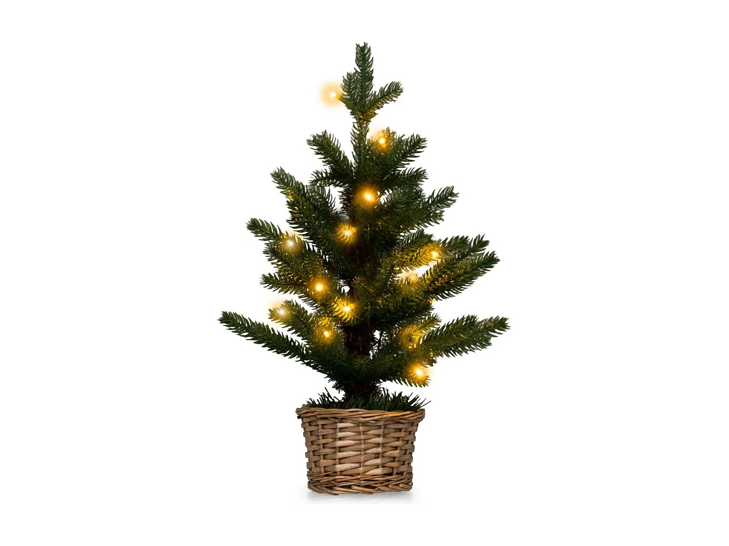 Albero di Natale pre-illuminato con 96 rametti 20 luci LED timer, Albero Natale mini artificiale da tavolo 53cm