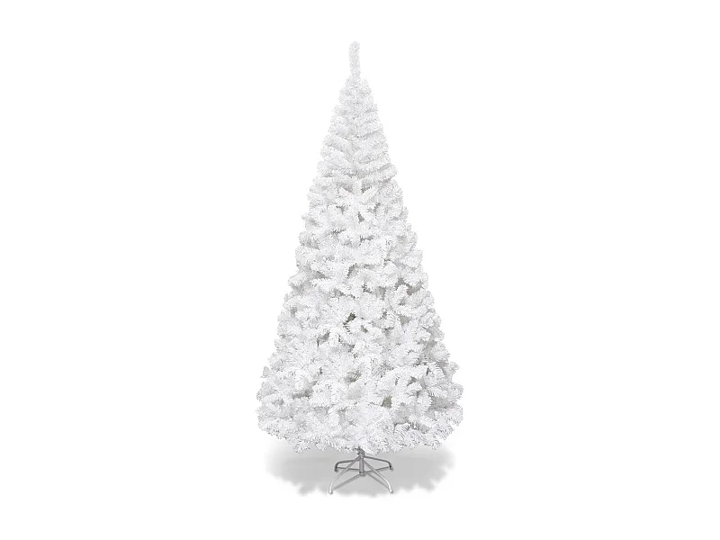 Sapin de Noël Artificiel 210cm pour Décoration de Noël 950 branches, Matériau PVC avec Pied en Métal, Blanc