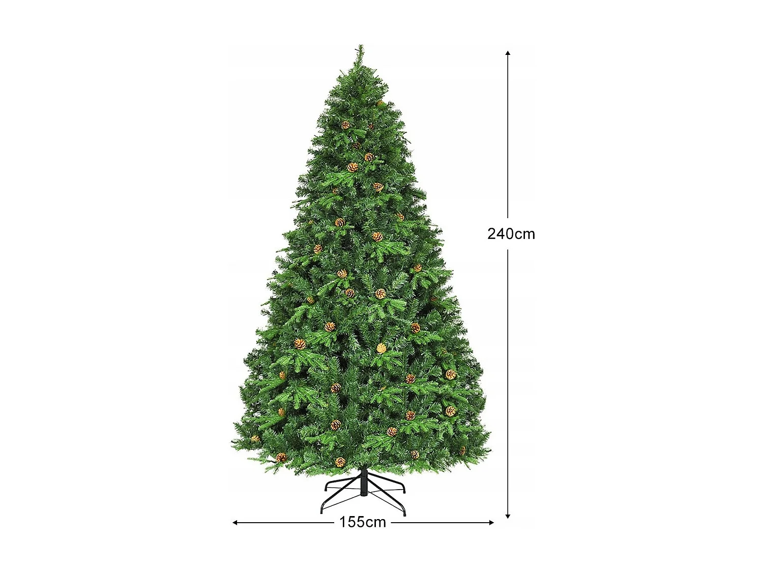 Künstlicher Tannenbaum mit LED-Lichterketten Weihnachtsbaum Christbaum 210/225/240 cm Grün-240 cm