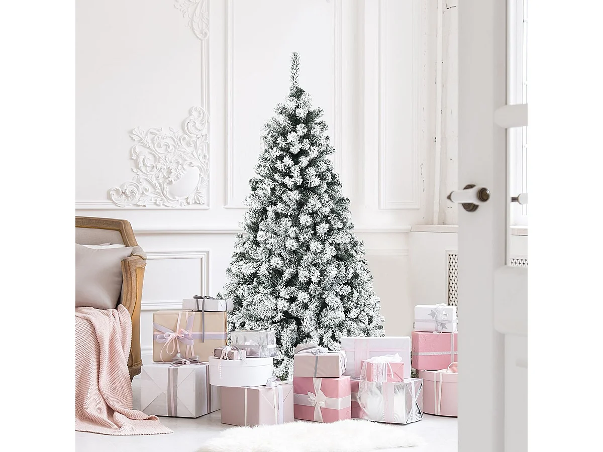 180 cm Weihnachtsbaum mit Schnee Premium-PVC-Nadeln mit LED-Lichtern Kunstbaum Weihnachten