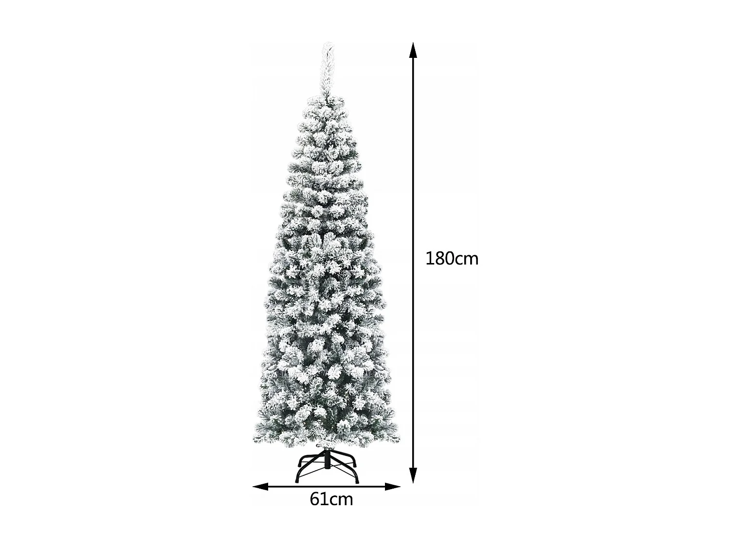 Sapin de Noël Artificiel à Flocons de Neige LED 180CM à Charnières avec 250 Lumières Aiguilles en PVC Support Métallique