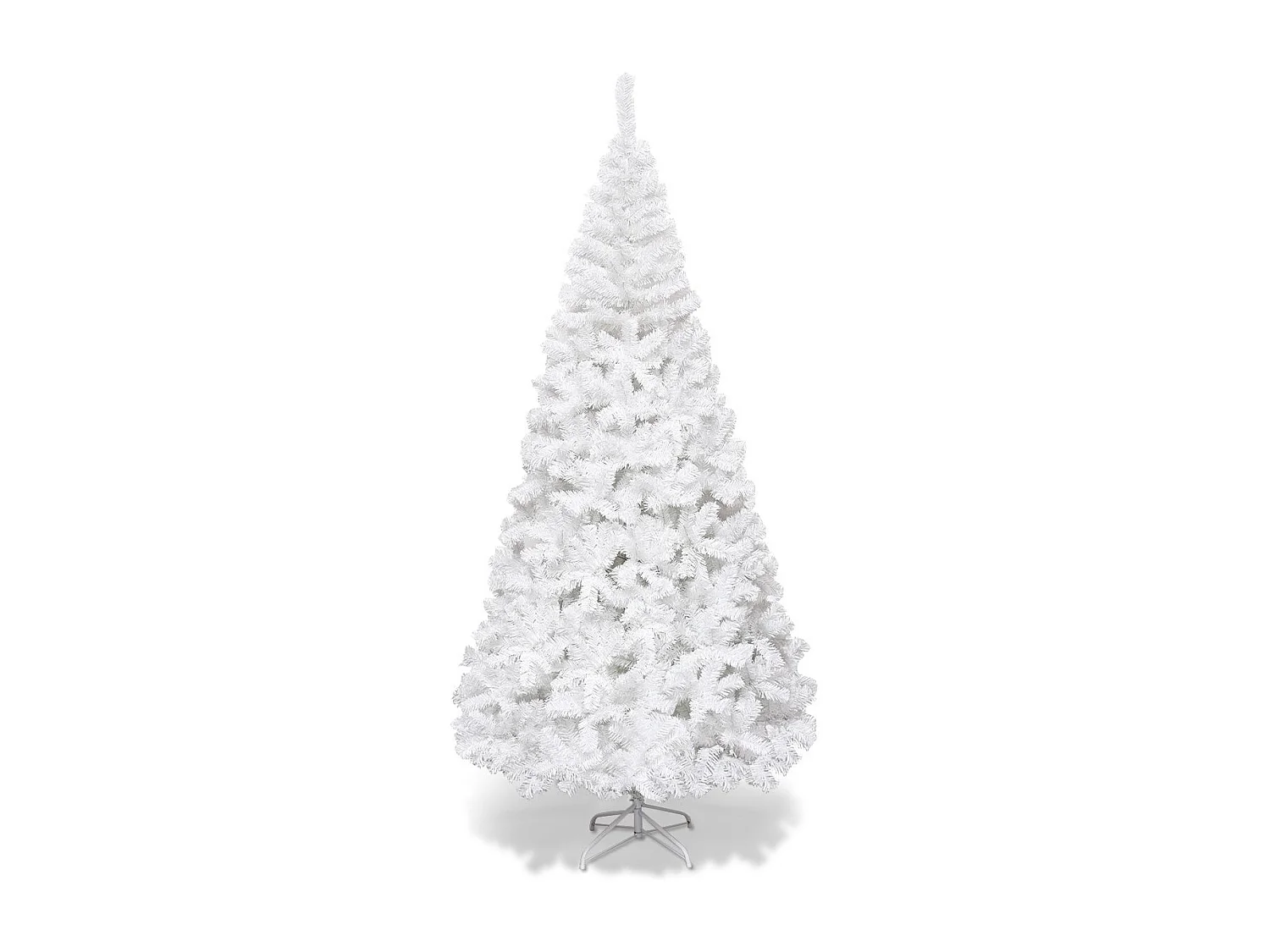Sapin de Noël Artificiel 240cm pour Décoration de Noël 1138 branches, Matériau PVC avec Pied en Métal, Blanc