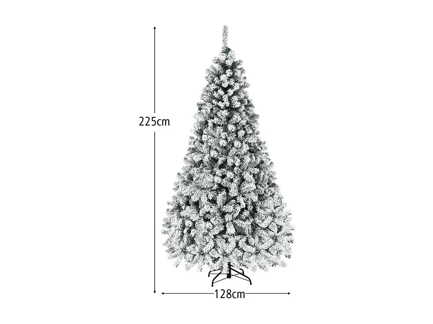 225cm Künstlicher Weihnachtsbaum mit Schnee und warmweißen LED-Leuchten Christbaum PVC Nadeln