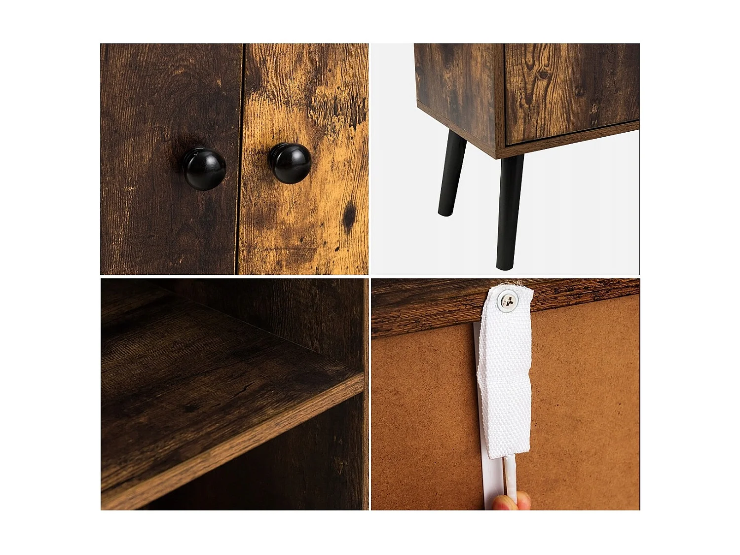 Nostalgie Bücherregal mit 3 Regalbrettern & 2 Türen & Soliden Holzbeinen für Wohnzimmer Büro Braun