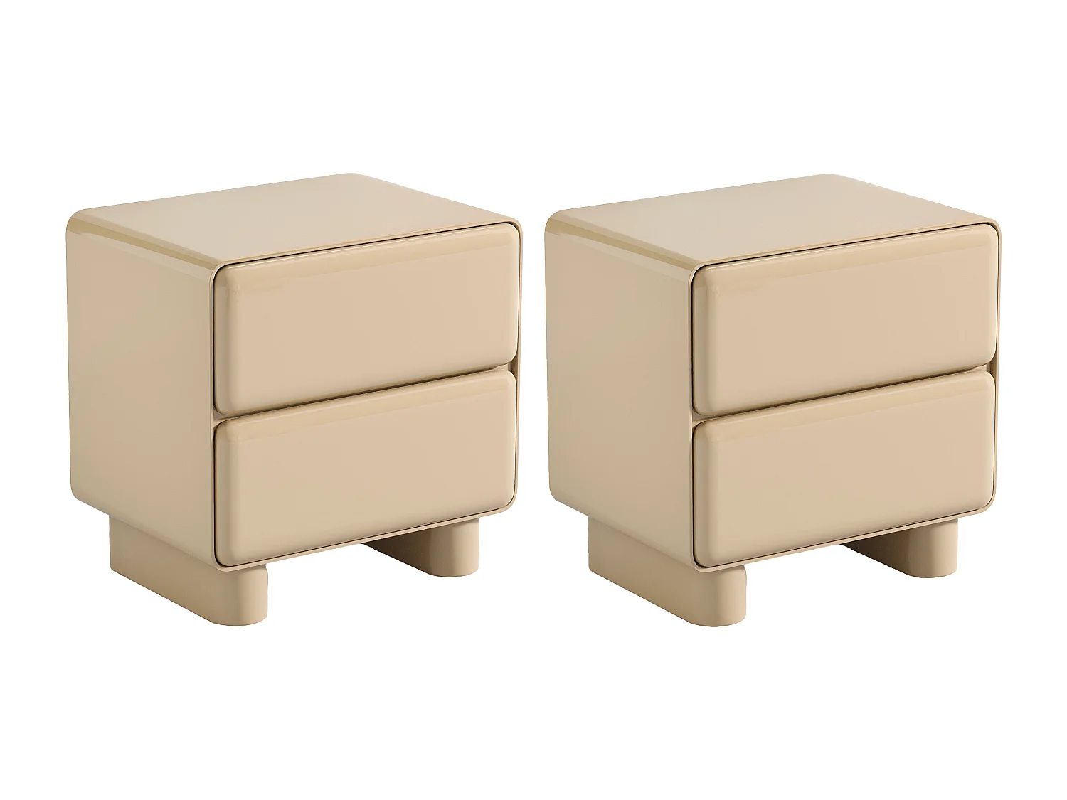 Lot de 2 tables de chevet avec 2 tiroirs – MDF – Beige laqué - AUNELA