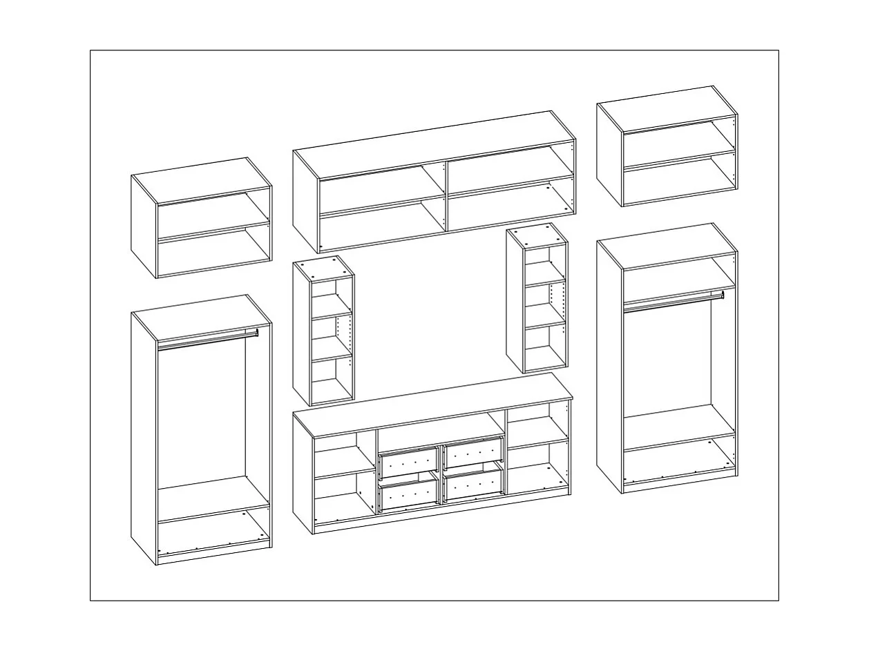 Meuble de séjour complet avec grandes armoires et rangements hauts mur de rangement NEPTUN – Direct fabricant EMEBLAST
