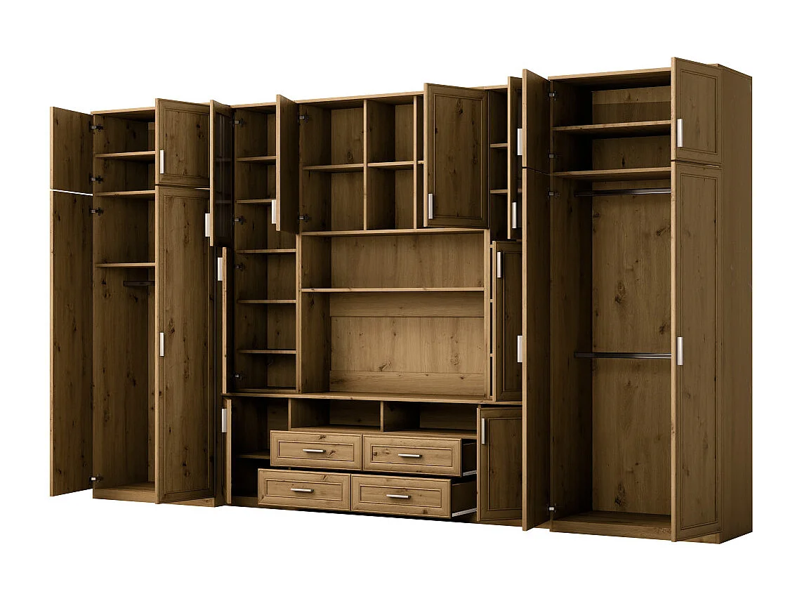 Parete attrezzata con grandi armadi e pensili SAWA – Direttamente dal produttore EMEBLAST