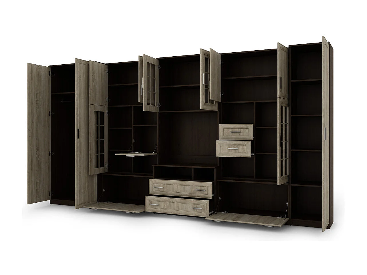 Parete attrezzata con grandi armadi e pensili LENA – Direttamente dal produttore EMEBLAST