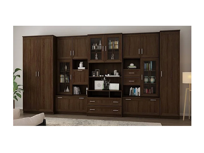 Meuble de séjour complet avec grandes armoires et rangements hauts mur de rangement Lena – Direct fabricant EMEBLAST