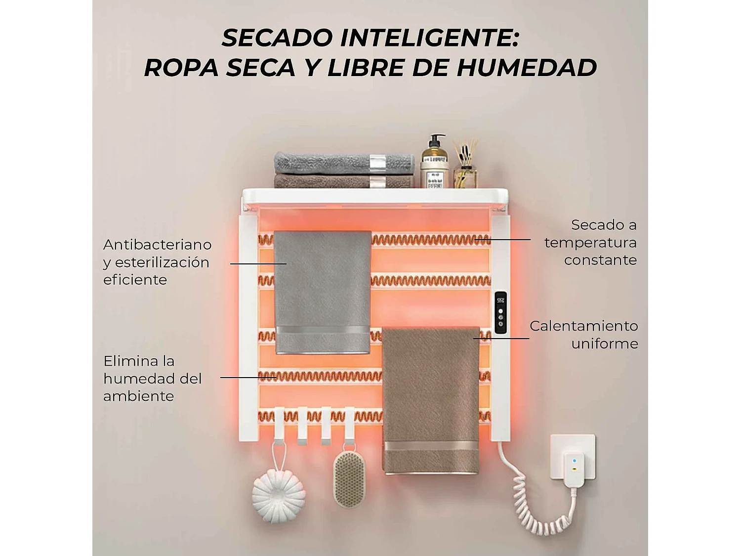 Yoevu - Toallero eléctrico Wi-Fi 100W , pantalla LCD táctil, contro WIFI y Alexa