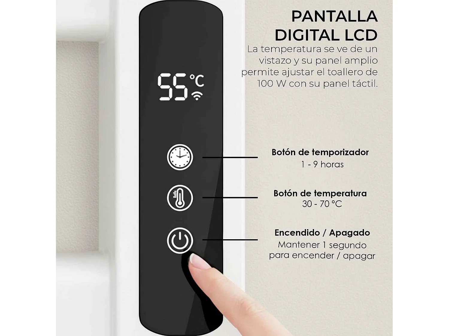 Yoevu - Toallero eléctrico Wi-Fi 100W , pantalla LCD táctil, contro WIFI y Alexa