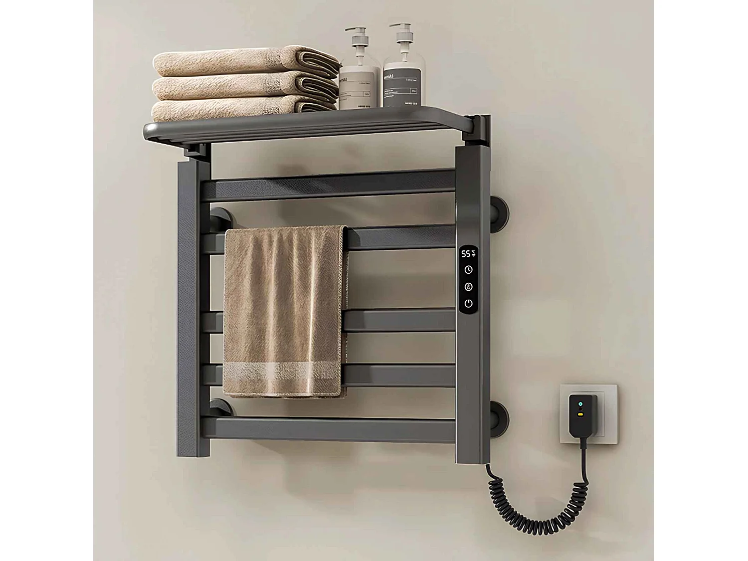 Yoevu - Toallero eléctrico Wi-Fi 100W , pantalla LCD táctil, contro WIFI y Alexa