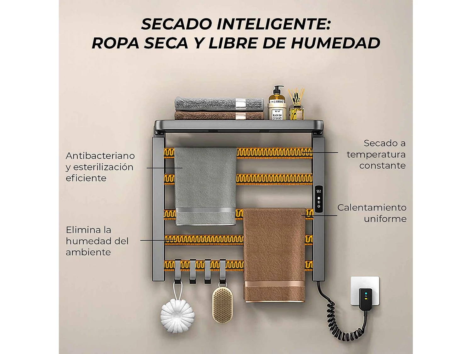 Yoevu - Toallero eléctrico Wi-Fi 100W , pantalla LCD táctil, contro WIFI y Alexa