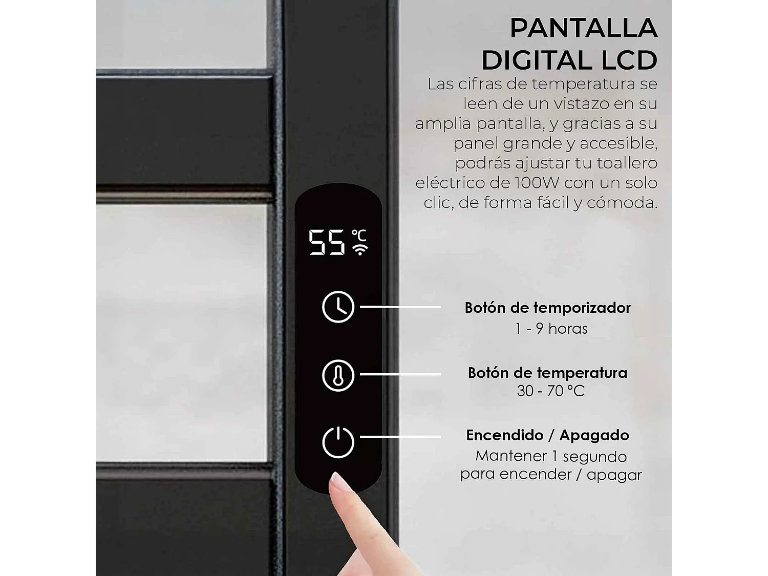 Yoevu - Toallero eléctrico Wi-Fi 100W , pantalla LCD táctil, contro WIFI y Alexa