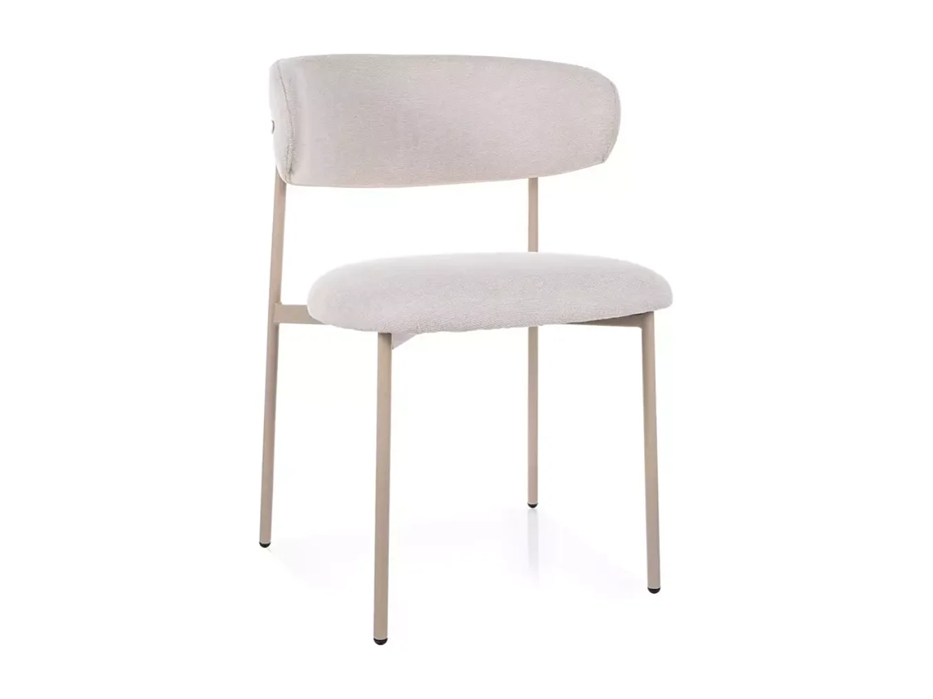 Chaise tissu en beige pieds métal cachemire design doux et épuré JONAZ
