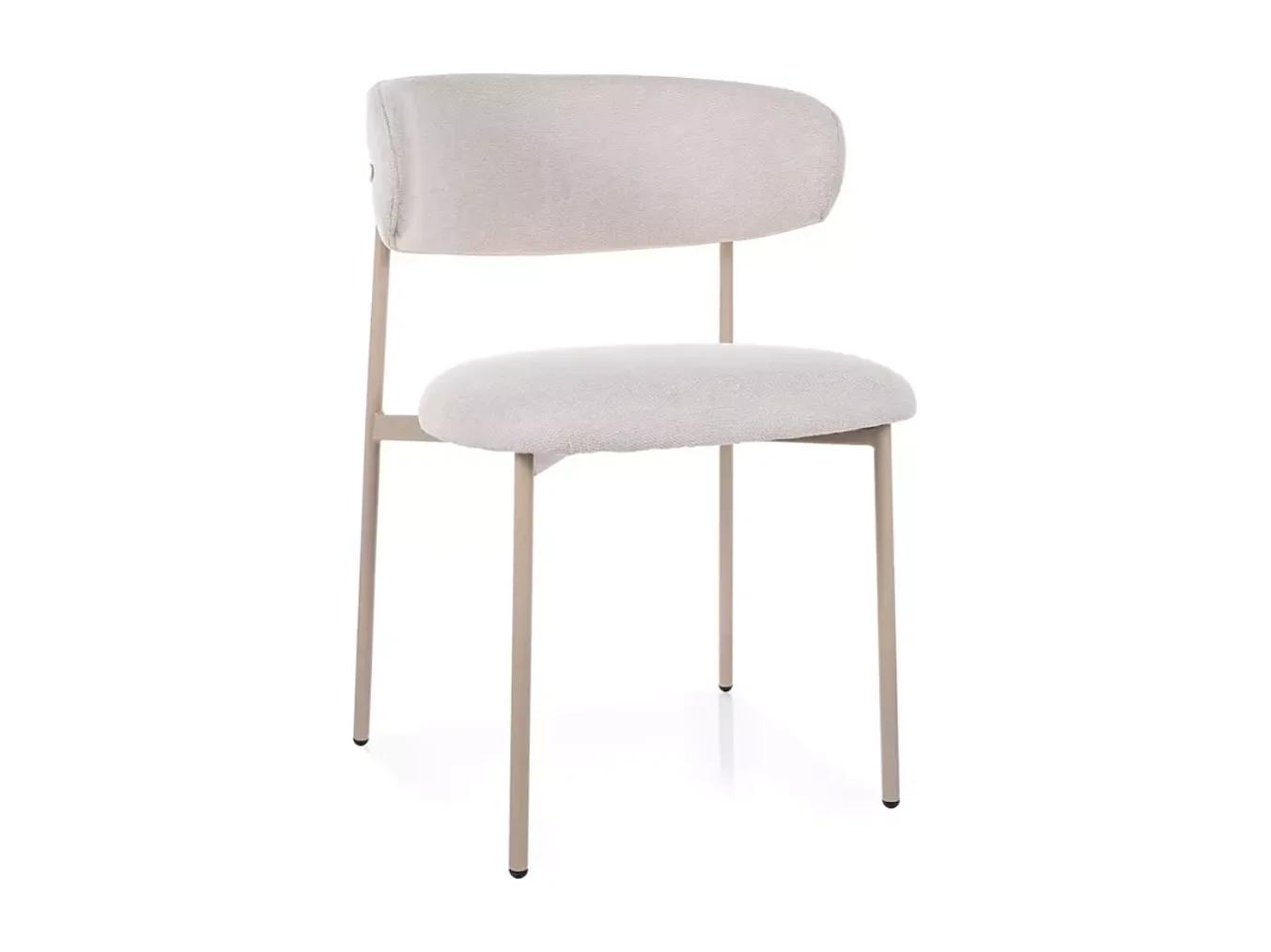 Chaise tissu en beige pieds métal cachemire design doux et épuré JONAZ