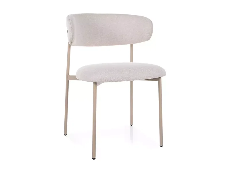Chaise tissu en beige pieds métal cachemire design doux et épuré JONAZ