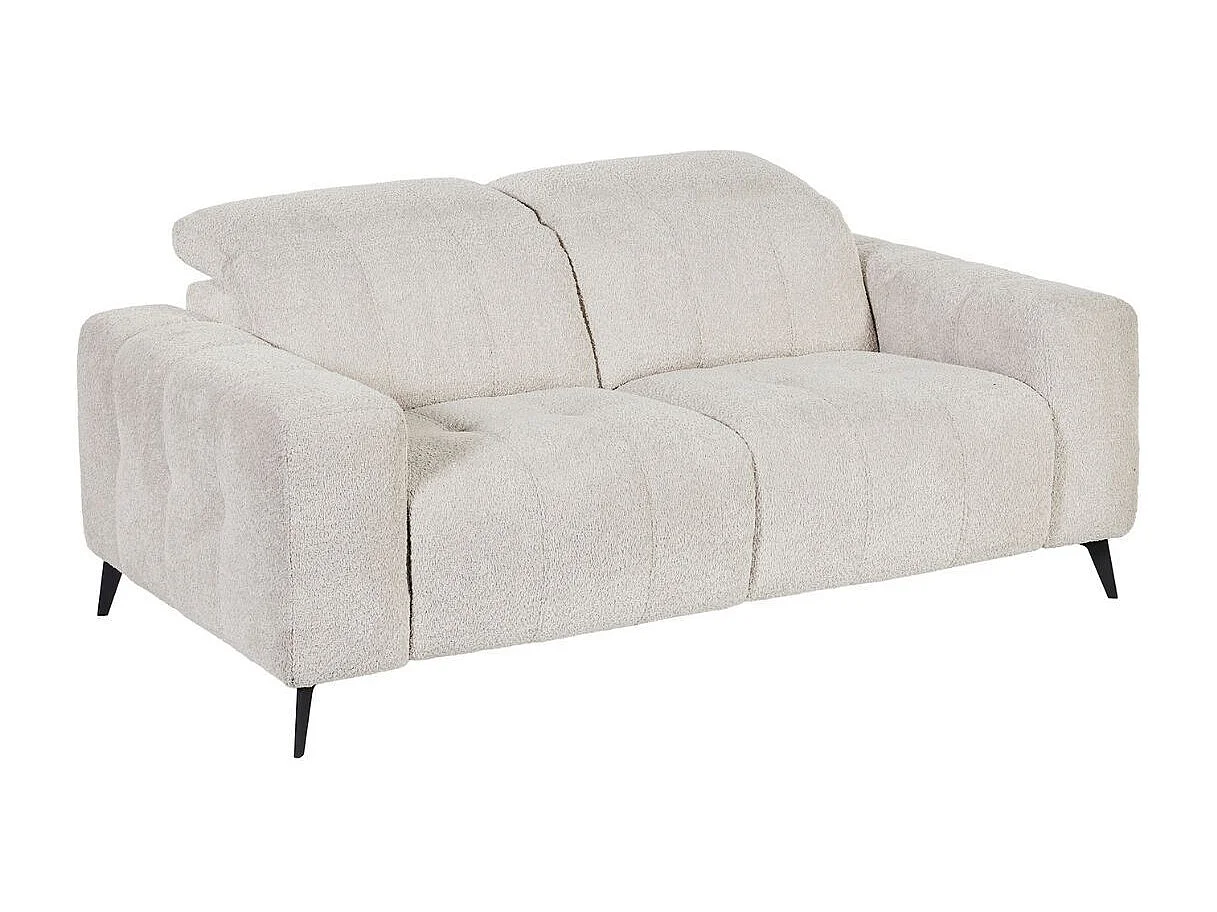 Canapé 2 places fixe en tissu poils courts style sherpa crème - ALKANE