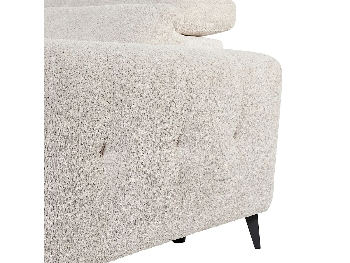 Canapé 2 places fixe en tissu poils courts style sherpa crème - ALKANE